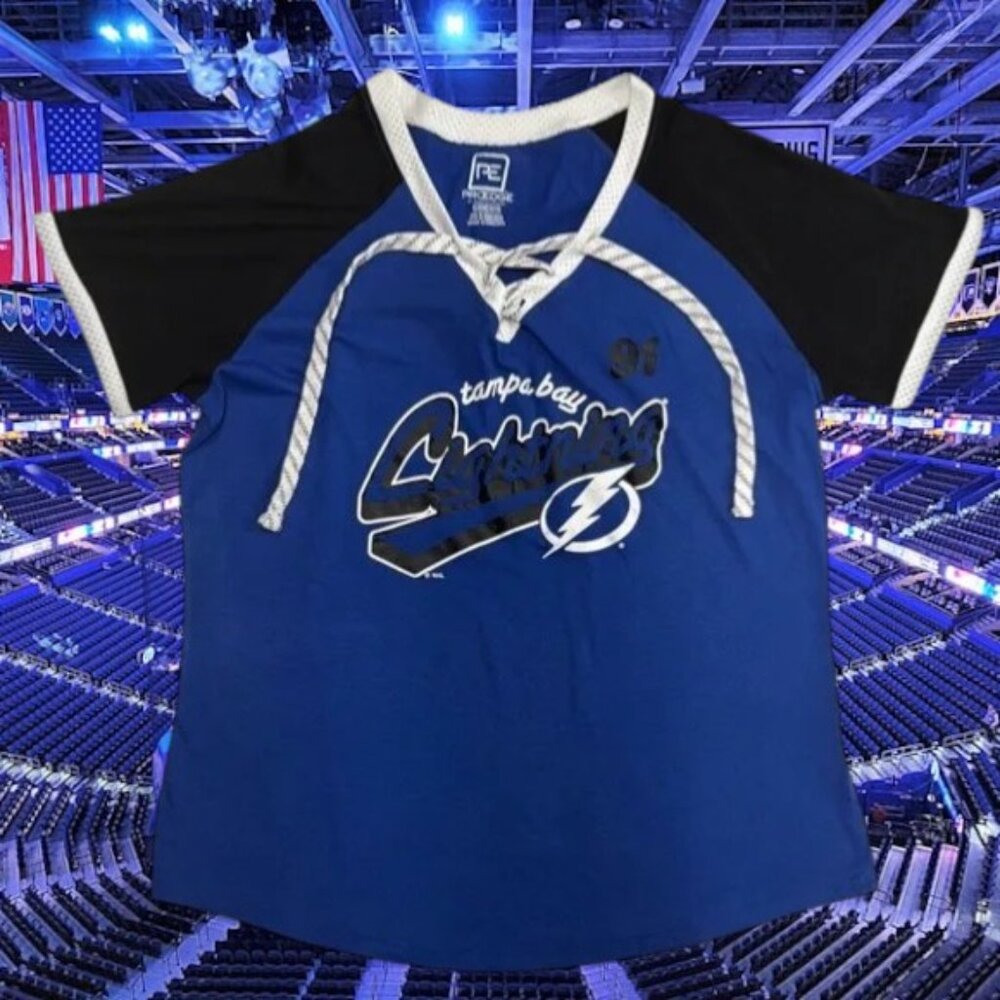 Tampa Bay Lightning Womenโs Steven Stamkos 91 Blue Home ProEdge Jersey Shirt LG